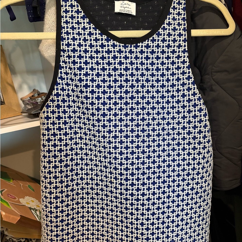 Zara Black and Blue Knit Top